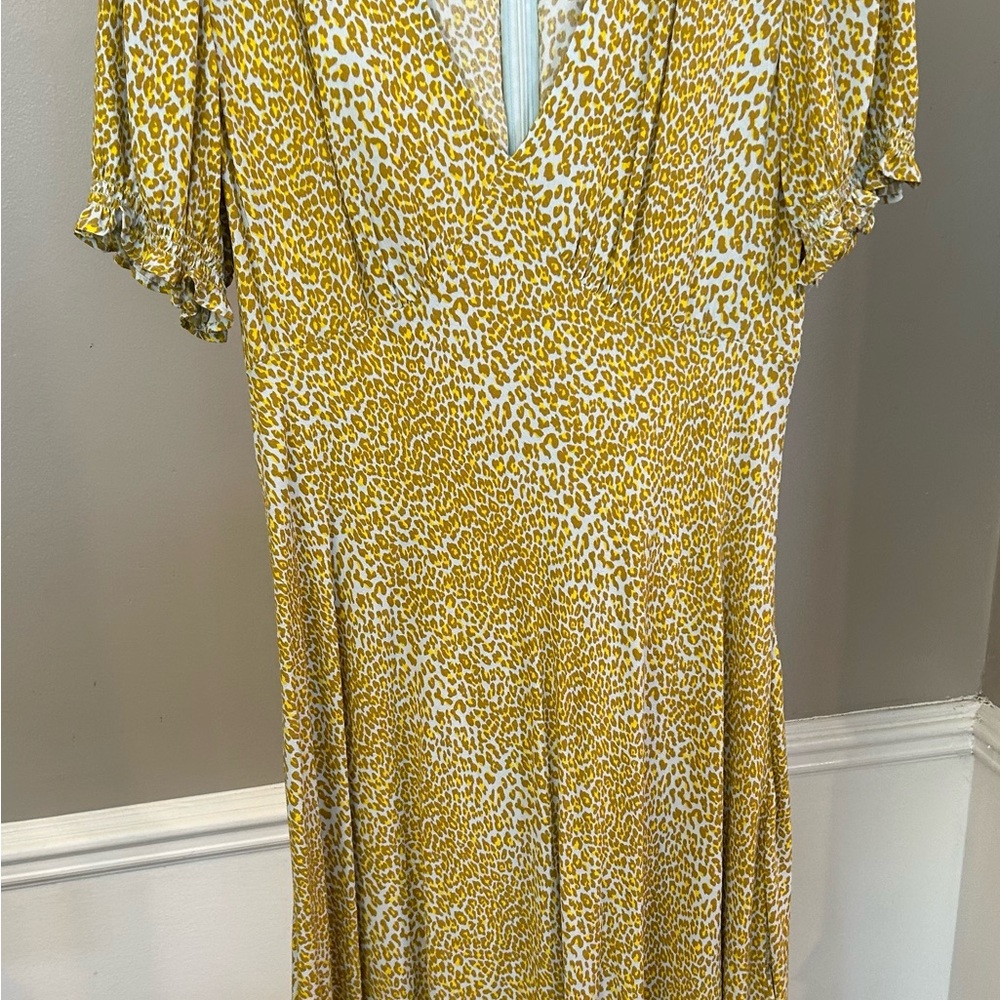 Diane Von Furstenberg Yellow and White Midi Dress
